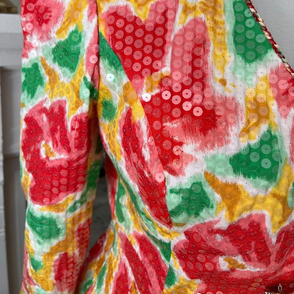 Womens Vintage Skirt Suit Medium Formal Set Silk Blazer Small Art To Wear MOB